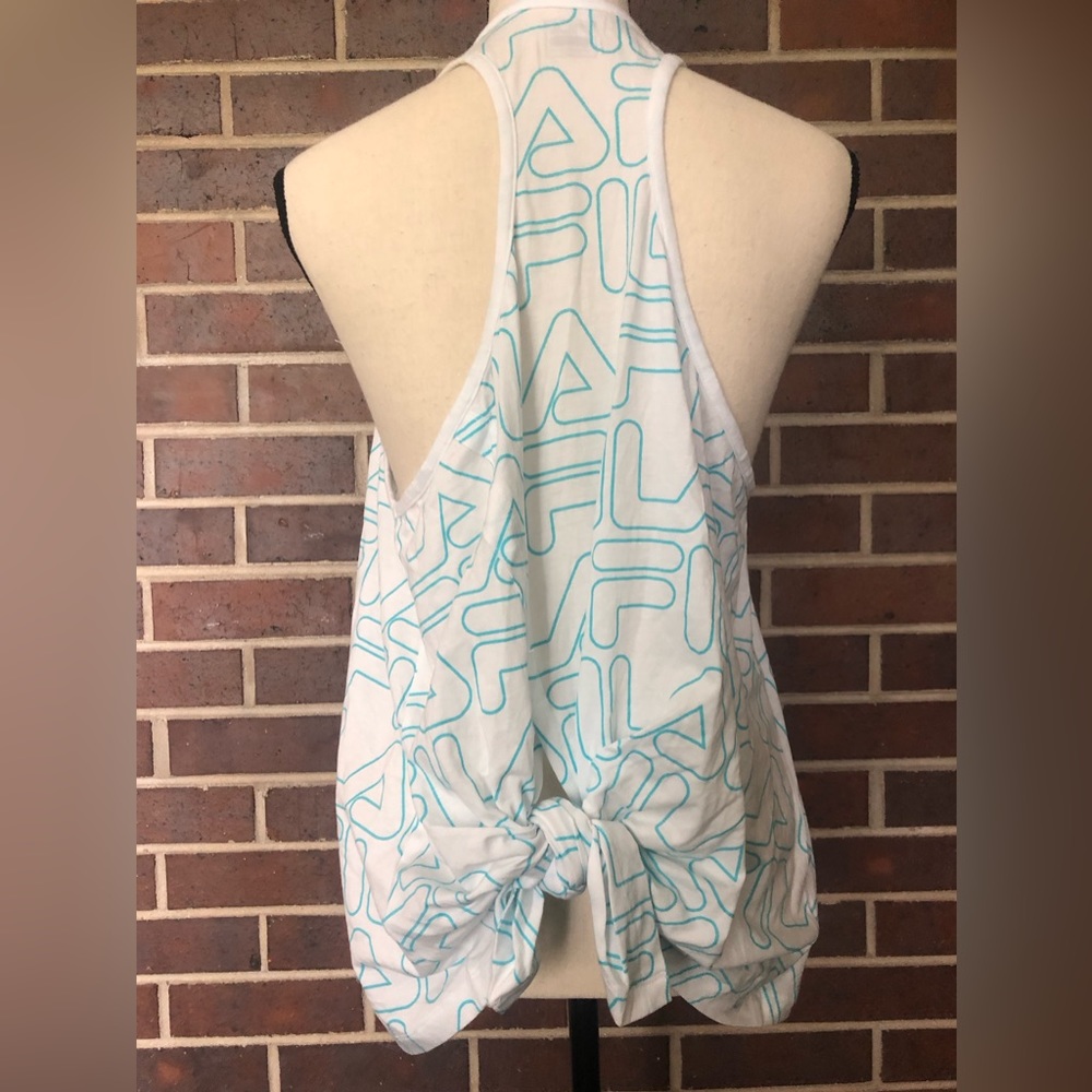 FILA NWT Said So Singlet Tank Racerback Logo Aqua Tie Back Athletic Top Plus 2X - Picture 8 of 9